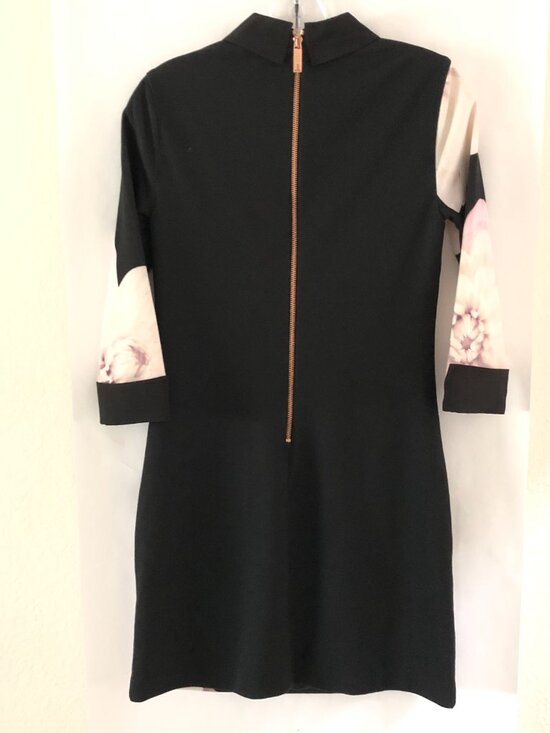 Ted Baker Kida Women Black floral collared dress Ted Size 1 = 4 Party Cocktail - Picture 7 of 12